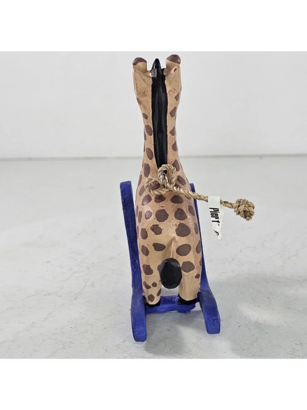 Pier 1 Giraffe Rocking Horse Ornament Blue Base Hand Painted Christmas Decor
